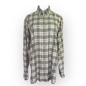 Burberry Khaki Nova Check Long Sleeve Collared Dress Shirt Medium